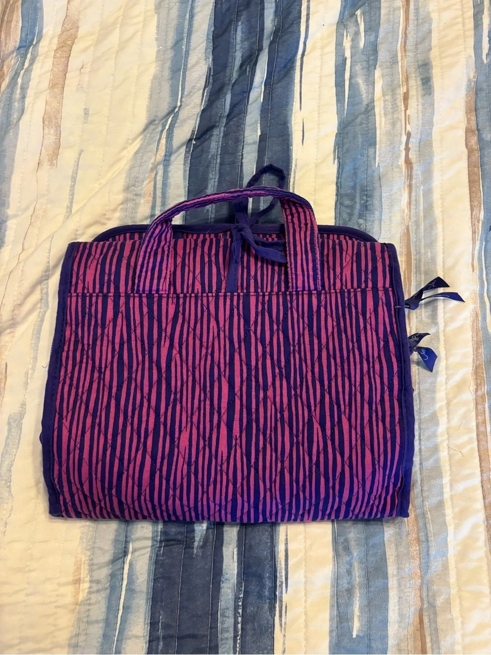 Vera Bradley Hanging Travel Organizer Pouch in Purple and Pink Stripe